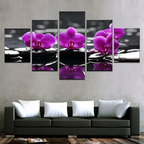 Pink Orchid Flowers Wall Art Canvas Print Decor