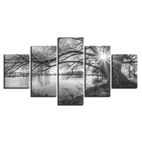 Lakeside Big Trees Wall Art Canvas Print Decoration - DelightedStore