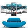 Image of Red Chair under Big Blue Tree Abstract Wall Art Canvas Print Decoration