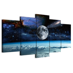 Space Universe Moon Stars Wall Art Canvas Print Decor