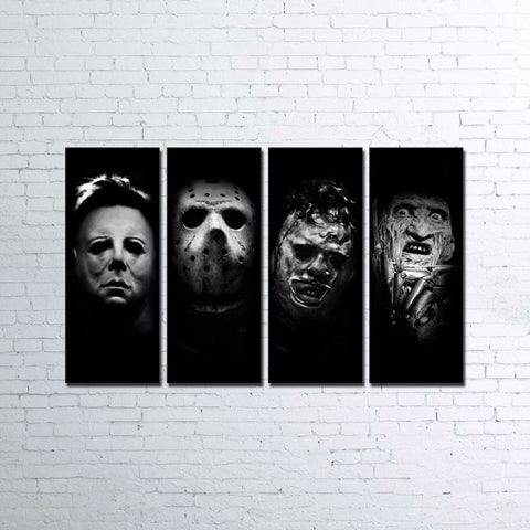 Horrible Movie Characters Black-White Wall Art Canvas Print Decoration - DelightedStore