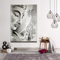 Black-White Religion Buddha Meditation Wall Art Decor Canvas Print - DelightedStore