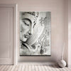 Image of Black-White Religion Buddha Meditation Wall Art Decor Canvas Print - DelightedStore