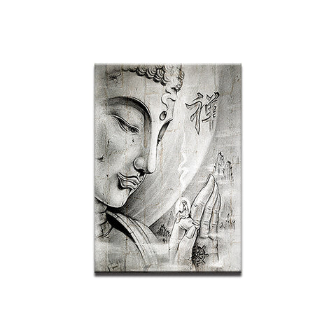 Black-White Religion Buddha Meditation Wall Art Decor Canvas Print - DelightedStore