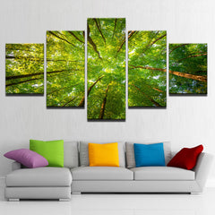 Forest Green Trees Sunshine Wall Art Canvas Print Decoration