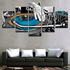 DJ Colors Music Hand Plate Wall Art Canvas Print Decor - DelightedStore