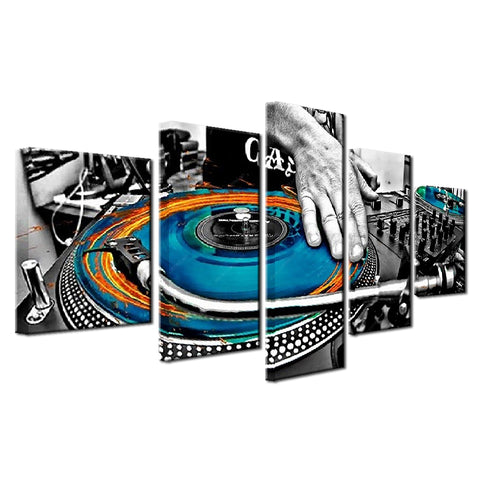 DJ Colors Music Hand Plate Wall Art Canvas Print Decor - DelightedStore