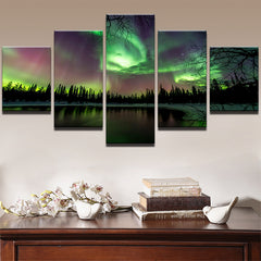 Green Forest Aurora Wall Art Canvas Print Decoration - DelightedStore