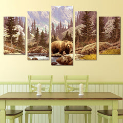 Bear in Wild Forest Wall Art Canvas Print Decor