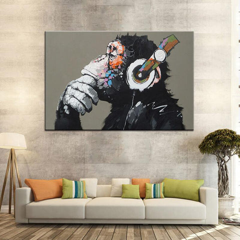 Funny Thinking Monkey Wall Art Canvas Print Decor - DelightedStore