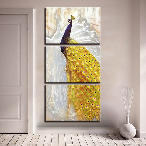 Golden Tail Peacock Wall Art Canvas Print Decor - DelightedStore