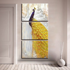 Golden Tail Peacock Wall Art Canvas Print Decor