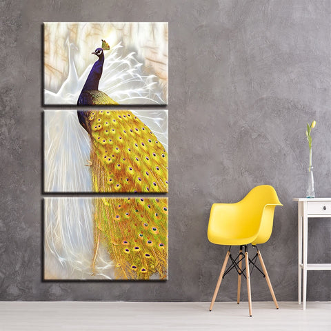 Golden Tail Peacock Wall Art Canvas Print Decor - DelightedStore