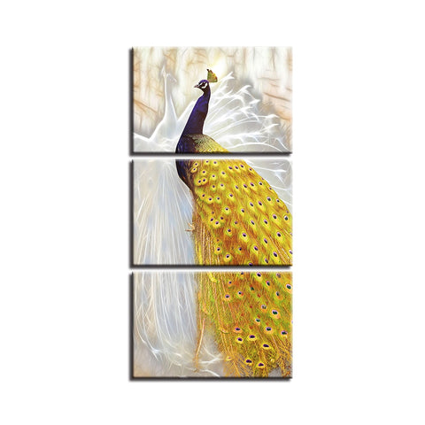Peacock Golden Yellow Tail Peafowl Wall Art Decor Canvas Print
