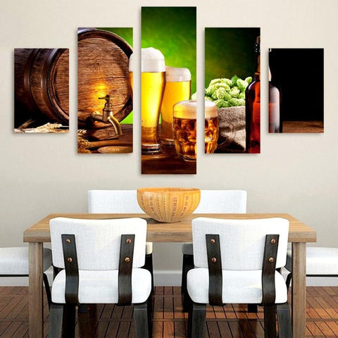 Beer Barrel Bottle Hop Wall Art Canvas Print Decor - DelightedStore