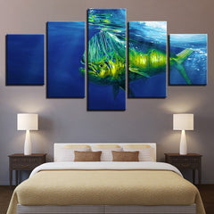 Deep Blue Sea Big Fish Underwater Wall Art Decor Canvas Print