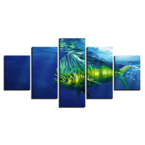 Deep Blue Sea Big Fish Underwater Wall Art Decor Canvas Print - DelightedStore