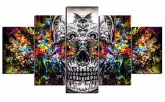 Abstract Colorful Skull Wall Art Canvas Print Decor - DelightedStore