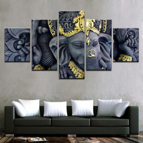 Ganesh Statue Blessing Hand Wall Art Canvas Print Decor - DelightedStore