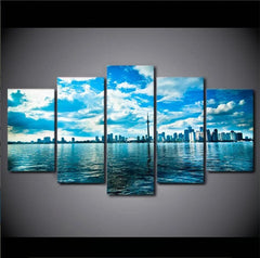 Toronto Lake Blue Sky City Wall Art Canvas Print Decor