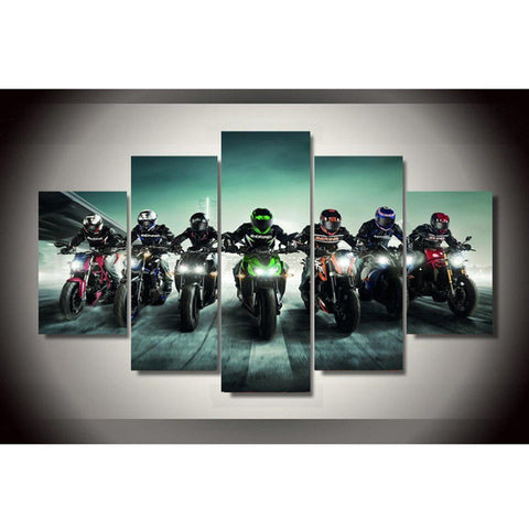 Motorcycle Race Tableau Wall Art Canvas Print Decor - DelightedStore
