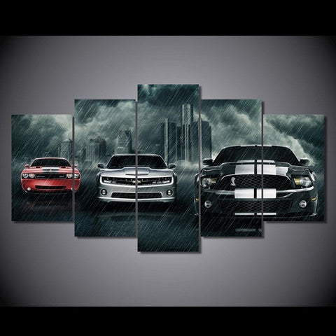 Muscle Car Rivalry Wall Art Canvas Print Decor - DelightedStore