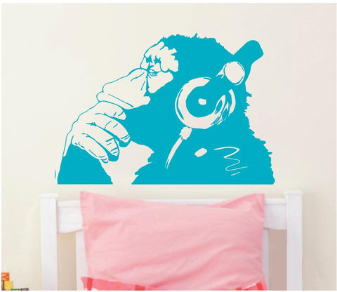 Monkey With Headphones Graffiti Vinyl Wall Sticker Decal - DelightedStore