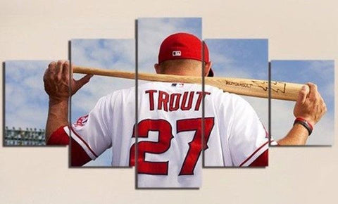 Mike Trout Los Angeles Angels Wall Art Canvas Print Decoration
