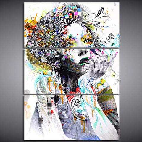 Psychedelic Girl Abstract Wall Art Canvas Print Decor