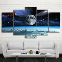 Space Universe Moon Stars Wall Art Canvas Print Decor