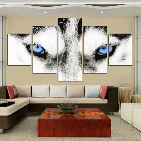 Blue Eyed Wolf Wall Art Canvas Print Decor - DelightedStore