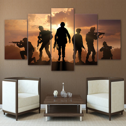 Army Soldiers Sunset Wall Art Canvas Print Decor - DelightedStore