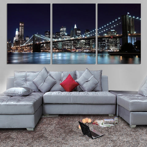 New York City Night View Wall Art Canvas Print Decor - DelightedStore