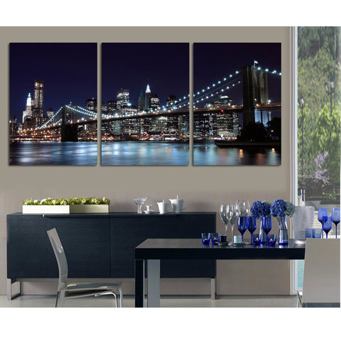 New York City Night View Wall Art Canvas Print Decor - DelightedStore
