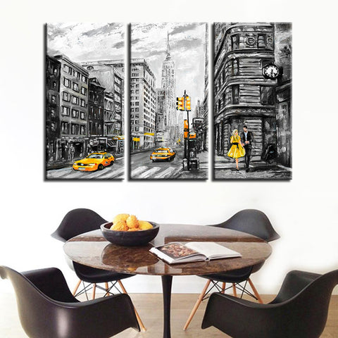 New York City Street Yellow Taxi Car Abstract Wall Art Decor Canvas Prints - DelightedStore