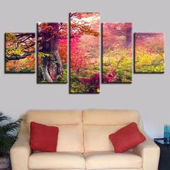 Red Autumn Tree Wall Art Canvas Print Decor