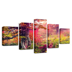 Red Autumn Tree Wall Art Canvas Print Decor