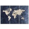 Image of World Map - Navy Blue Wall Art Canvas print Decor